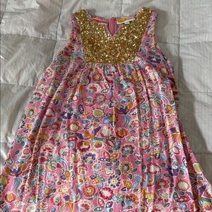 Floral Pink and Gold Kids Dress